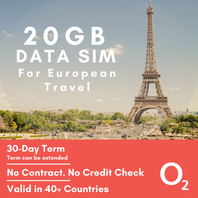 20GB Data Only SIM for European Use (Powered by O2)