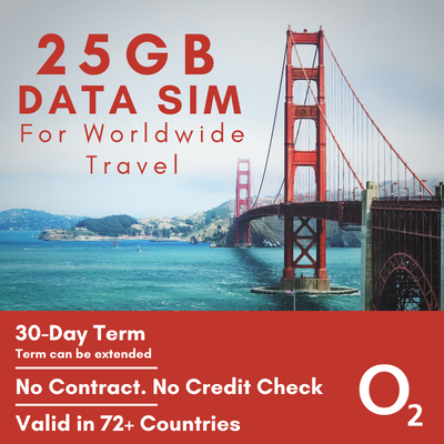 25GB Data Only SIM for Worldwide Travel (Powered by O2)