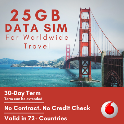 25GB DATA SIM for Worldwide Travel (Powered by Vodafone)