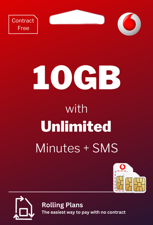 Vodafone | 10GB DATA + Unlimited calls and SMS | 30 Days