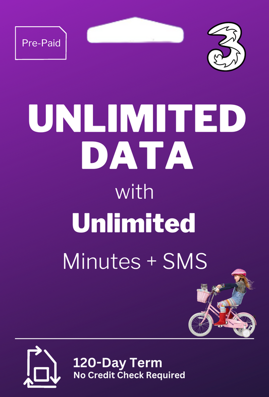 UNLIMITED DATA + Unlimited calls and SMS for 120 Days.